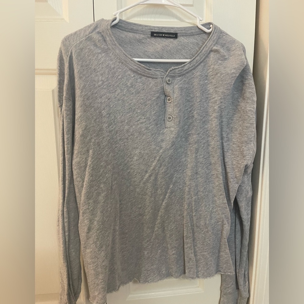 Brandy Melville Gray Henley Shirt